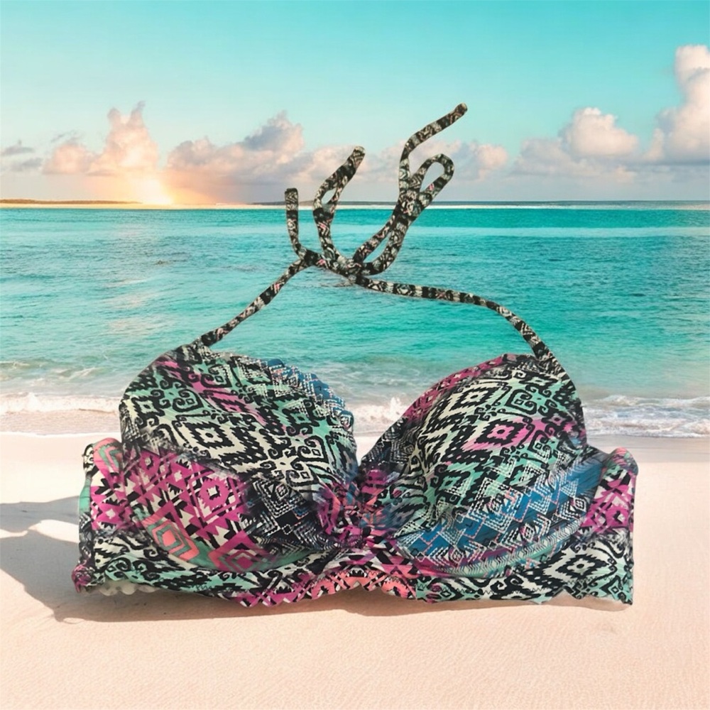 Sundazed  Women’s  Tribal Patterned Halter Bikini Underwire Top 36c